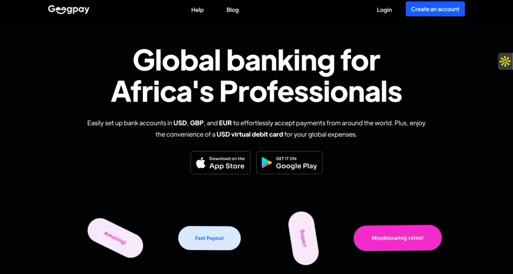 screenshot of geegpay's homepage showing how to receive dollars in Nigeria.